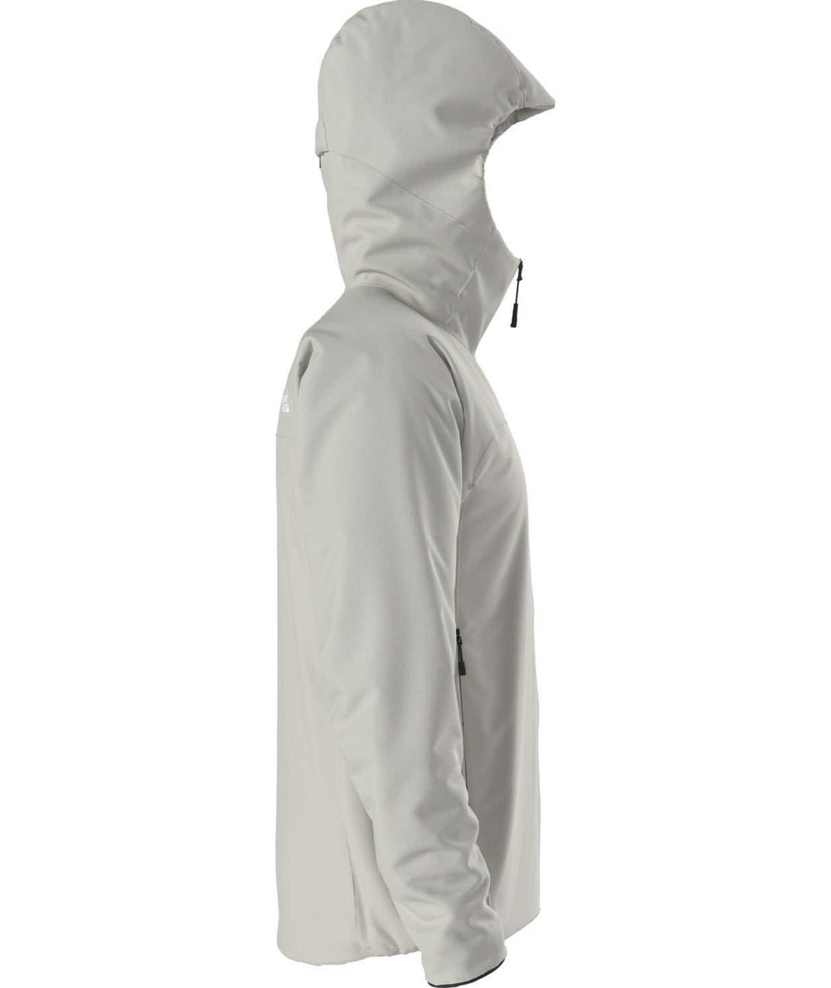 MSummitCasavalHoodie-Light grey hooded jacket with The North Face logo on the back against a white background