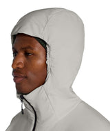 MSummitCasavalHoodie-Light grey hooded jacket with The North Face logo on the back against a white background