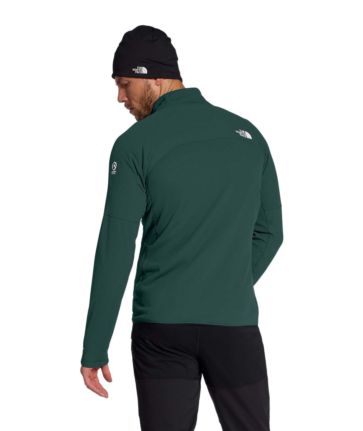 MSummitFUTUREFLEECEFullZipJacket-Man wearing a green jacket with a brand logo on a white background