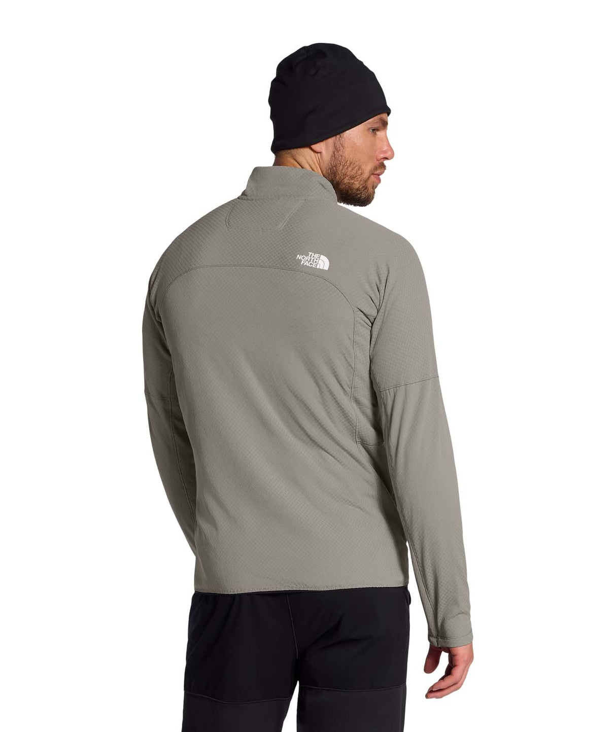 MSummitFUTUREFLEECEFullZipJacket-Man wearing a gray jacket with a brand logo on a white background
