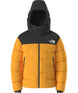 MSummitNuptseJacket-Yellow and black puffer jacket with The North Face logo on a white background