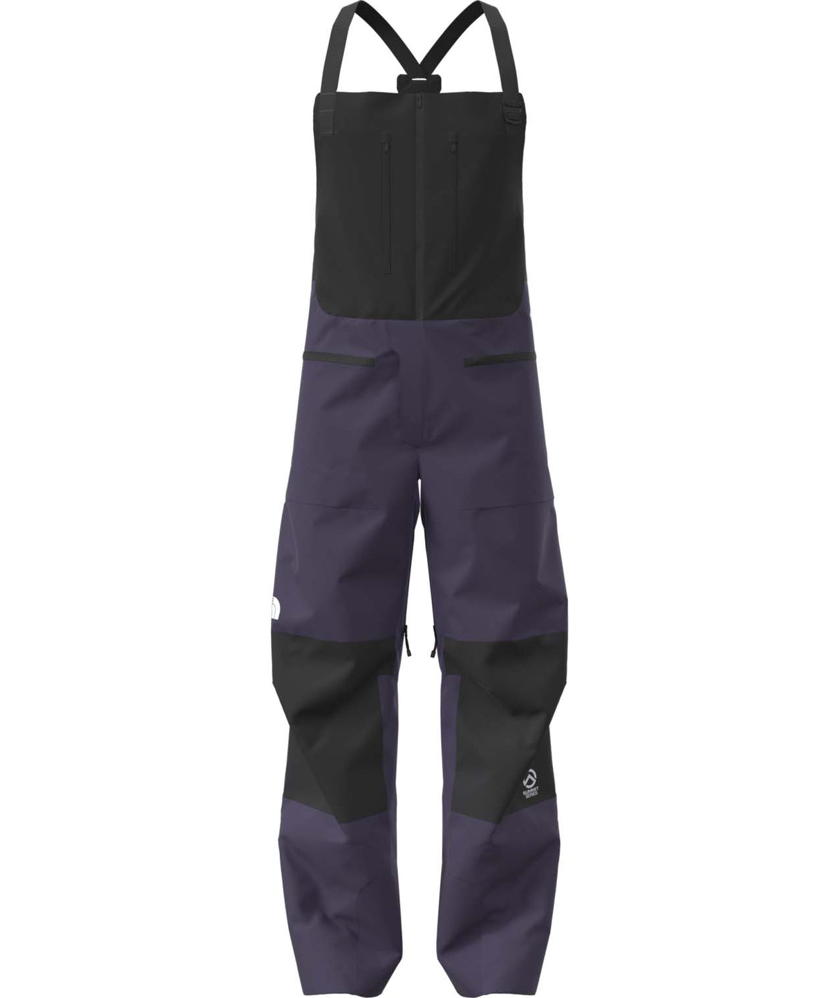 MSummitVerbierGTXBib-Purple and black bib overalls on a white background