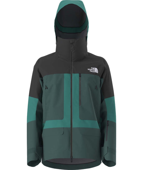 MSummitVerbierGTXJacket- Green and Black hooded jacket with North Face logo on white background
