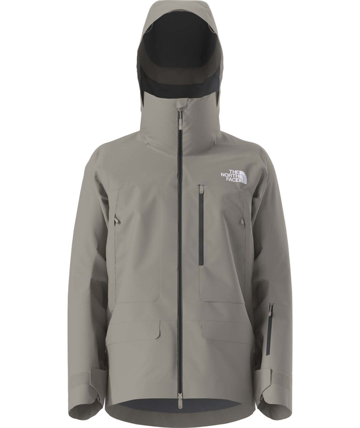 MSummitVerbierGTXJacket- Beige hooded jacket with North Face logo on white background