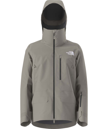 MSummitVerbierGTXJacket- Beige hooded jacket with North Face logo on white background