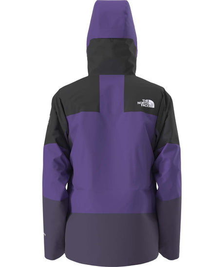 MSummitVerbierGTXJacket- Black and Purple hooded jacket with North Face logo on white background