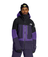 MSummitVerbierGTXJacket- Black and Purple hooded jacket with North Face logo on white background