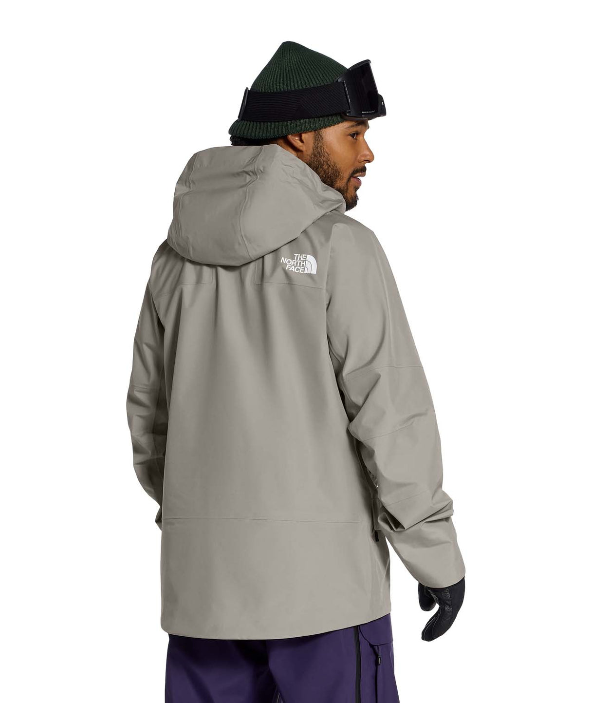MSummitVerbierGTXJacket- Beige hooded jacket with North Face logo on white background