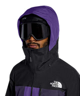 MSummitVerbierGTXJacket- Black and Purple hooded jacket with North Face logo on white background