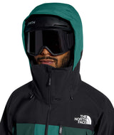 MSummitVerbierGTXJacket- Green and Black hooded jacket with North Face logo on white background