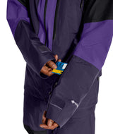 MSummitVerbierGTXJacket- Black and Purple hooded jacket with North Face logo on white background