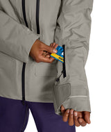 MSummitVerbierGTXJacket- Beige hooded jacket with North Face logo on white background