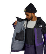 MSummitVerbierGTXJacket- Black and Purple hooded jacket with North Face logo on white background