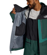 MSummitVerbierGTXJacket- Green and Black hooded jacket with North Face logo on white background