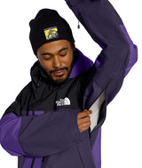 MSummitVerbierGTXJacket- Black and Purple hooded jacket with North Face logo on white background