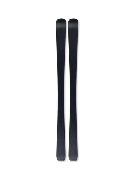 MTHECURVGT76_RSW10PR-A single ski shown vertically against a plain white background, with a dark gray body and bright blue branding and base graphics.
