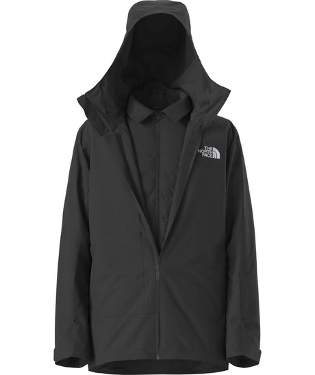 MTHERMOBALLSnowTriclimateJacket-Black jacket with a hood on a white background
