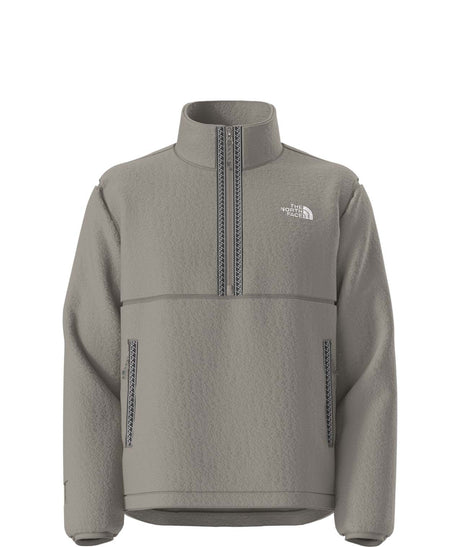 MTNFFleeski1_4ZipPullover- Beige quarter zip with The North Face logo on a white background