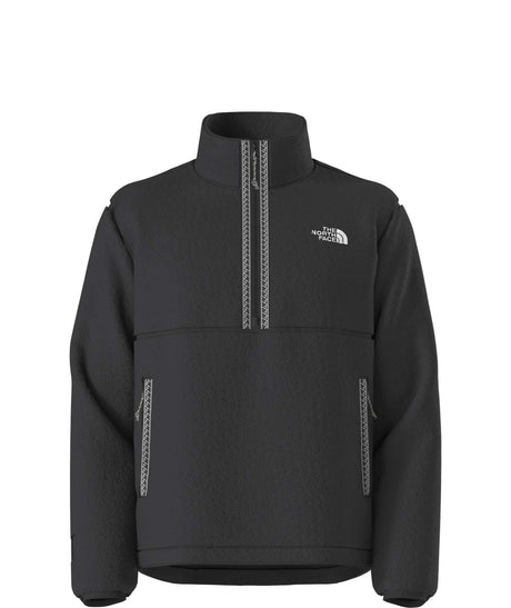 MTNFFleeski1_4ZipPullover- Black quarter zip with The North Face logo on a white background