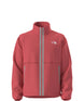 MTNFFleeskiFullZipJacket-Red jacket with beige stripes on either side of the zipper on a white background