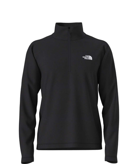 MTexturedCapRock1_4Zip-Black long-sleeve quarter zip on a white background