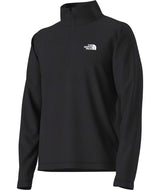 MTexturedCapRock1_4Zip-Black long-sleeve quarter zip on a white background