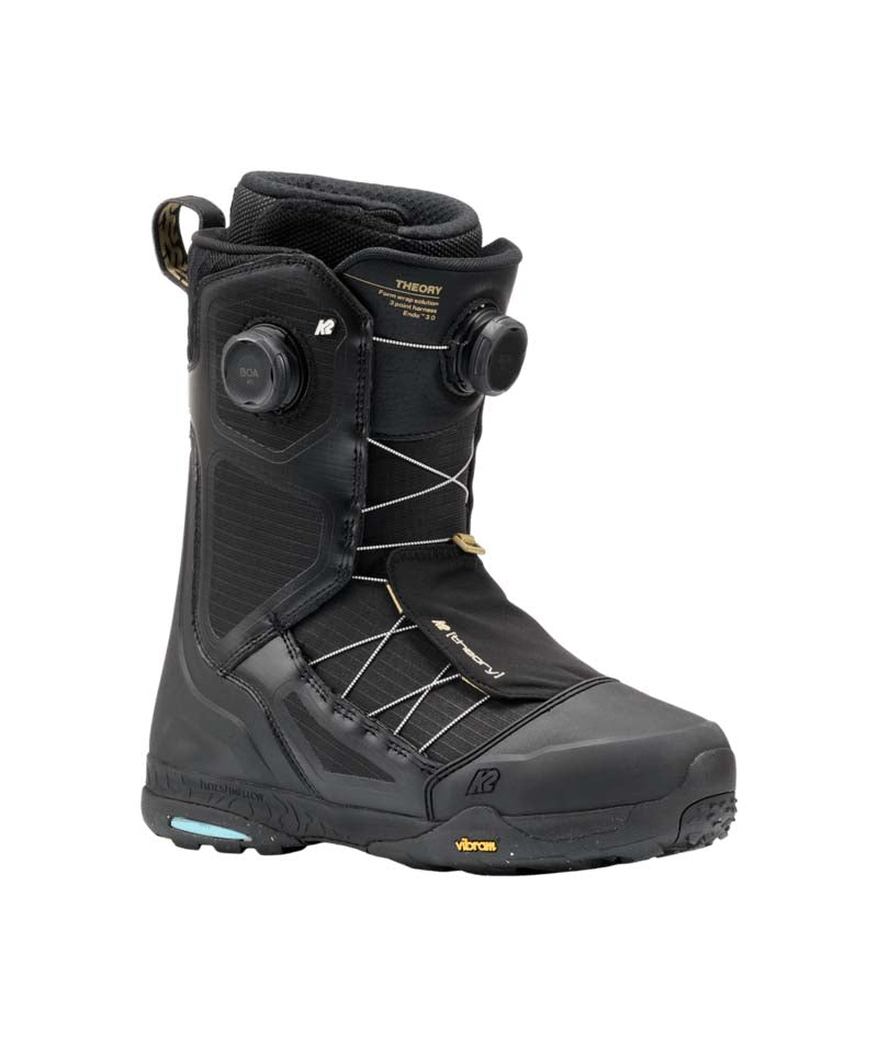 MTheory- Black snowboard boot on a white background