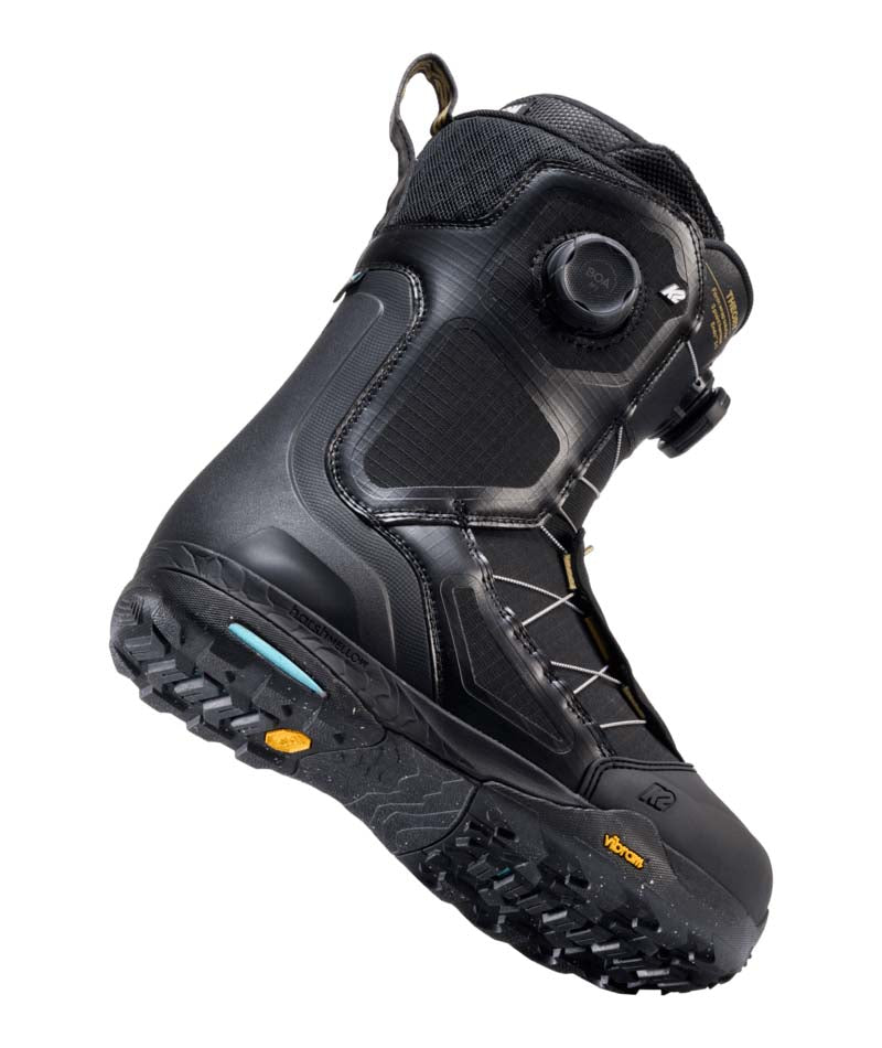 MTheory- Black snowboard boot on a white background