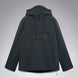 MTimberlineShellAnorak-A dark gray hooded jacket with a large tonal Oakley logo on the chest, displayed against a neutral gray background.