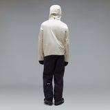 MTimberlineShellAnorak-An off-white hooded anorak jacket with a large black Oakley logo on the chest, displayed against a neutral gray gradient background.