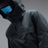 MTimberlineShellAnorak-A dark gray hooded jacket with a large tonal Oakley logo on the chest, displayed against a neutral gray background.