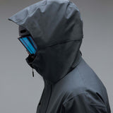MTimberlineShellAnorak-A dark gray hooded jacket with a large tonal Oakley logo on the chest, displayed against a neutral gray background.