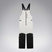 MTimberlineShellBib-A white and black technical snow bib with adjustable shoulder straps, a front zipper, and reinforced lower leg panels, shown against a neutral gray gradient background.