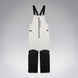 MTimberlineShellBib-A white and black technical snow bib with adjustable shoulder straps, a front zipper, and reinforced lower leg panels, shown against a neutral gray gradient background.