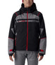 MTitanJacket- Man wearing a black, red, and grey ski jacket on a white background