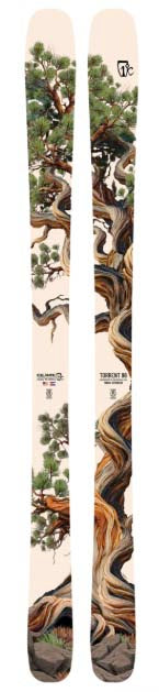 MTorrent96- Cream ski with a tree design on the entire ski on a white background 