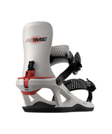 MVoltFase-White snowboard binding with red accents on a white background