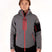 MVoltTechJacket-Man wearing a gray jacket with red zippers on a white background
