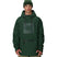 MWaterproofHoody-A man wearing a dark green hooded snowboard jacket with a tonal green 688 logo on the chest, paired with a matching green beanie and khaki pants, against a plain white background.