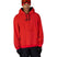 MWaterproofTeamHoody-Person wearing a red hoodie and goggles on a white background