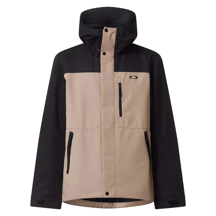 MWestviewJacket- Two-tone black and beige jacket with a brand logo on a white background