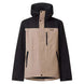 MWestviewJacket- Two-tone black and beige jacket with a brand logo on a white background