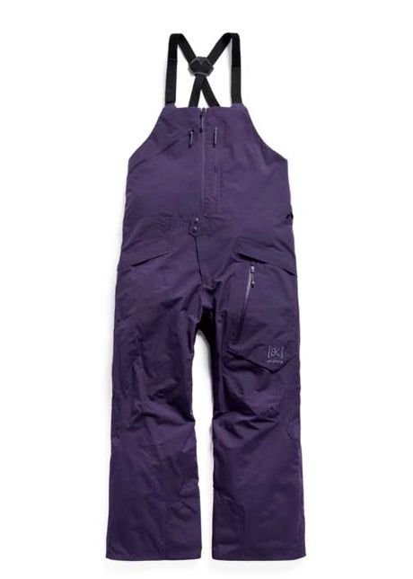M_ak_CyclicGORE-TEX2LBibPants-Purple snow pants with suspenders on a white background
