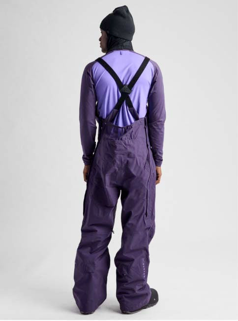 M_ak_CyclicGORE-TEX2LBibPants-Purple snow pants with suspenders on a white background
