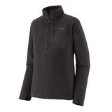 Patagonia R1 Air Zip Neck Mens-Black fleece pullover with a brand logo on a light gray background