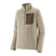 Patagonia R1 Air Zip Neck Mens- A beige textured quarter-zip fleece pullover with a brown chest pocket and a visible Patagonia logo patch, shown on a plain white background.