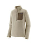 Patagonia R1 Air Zip Neck Mens- A beige textured quarter-zip fleece pullover with a brown chest pocket and a visible Patagonia logo patch, shown on a plain white background.