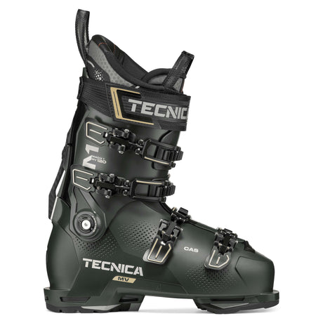 Mach1MV120- Green ski boot on a white background 