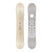 Mantra- Two views of a snowboard, one side light wood color and the other (base) grey and white on a white background