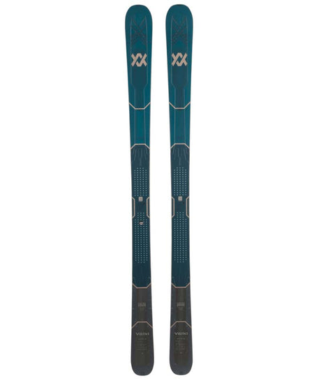 Mantra88Flat-Pair of blue skis with bindings on a white background